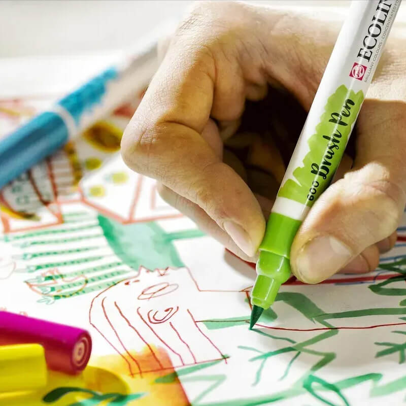 Feutre Brushpen Ecoline Talens 10 Couleurs Vives – Image 4