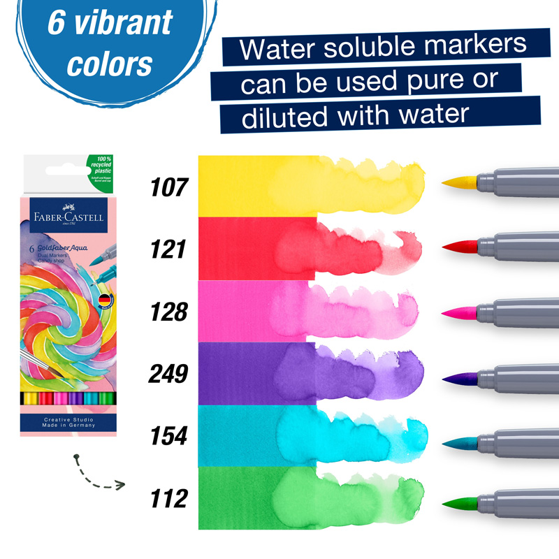 Solubilité Feutre Aqua Goldfaber 6 couleurs