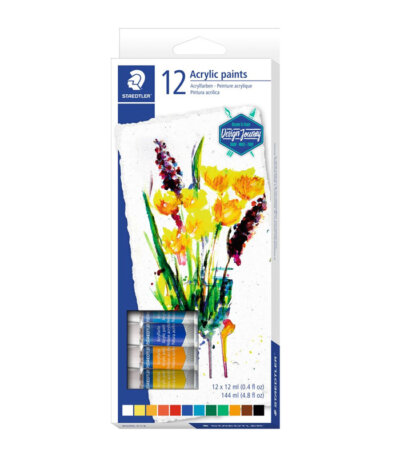 Peinture acrylique Staedtler 12ml, set de 12 tubes