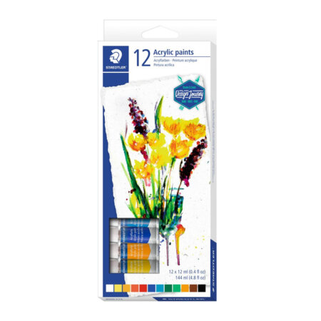 Peinture acrylique Staedtler 12ml, set de 12 tubes
