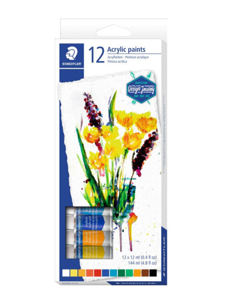 Peinture acrylique Staedtler 12ml, set de 12 tubes
