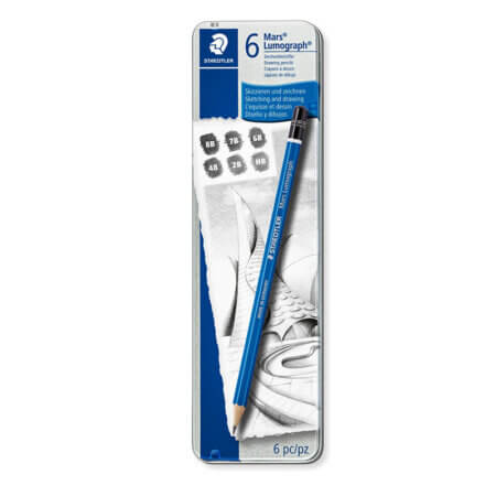 Crayon Lumograph 6 pièces graphite compact