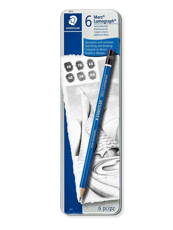 Crayon Lumograph 6 pièces graphite compact