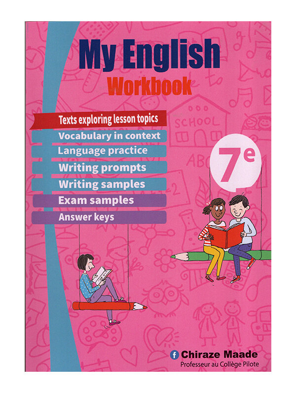 Cover of My English Workbook 7ème Tunisie (English exercises and exams for 7th grade/Secondary 1).