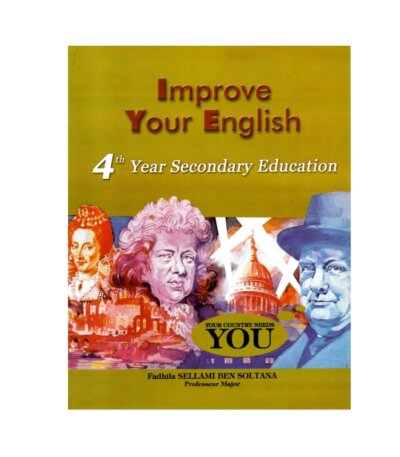 Couverture du manuel de révision Improve Your English 4 BAC. Guide complet pour la Grammaire, le Vocabulaire et l'Expression Écrite pour l'examen d'Anglais.