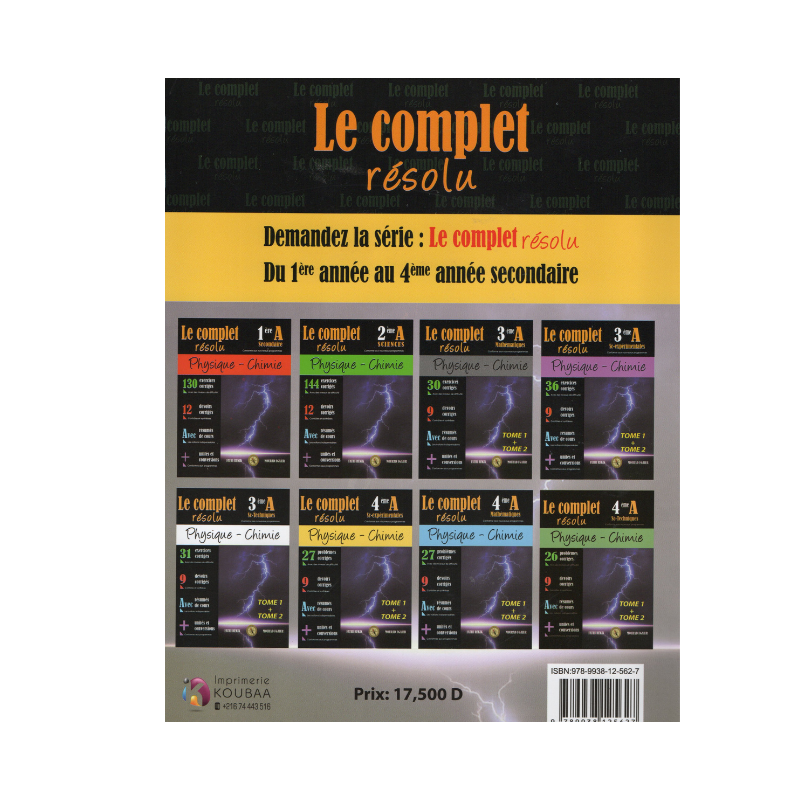 Couverture du livre Complet Résolu PC Bac Exp T2 (Physique-Chimie 4ème Sciences Expérimentales, Tome 2).