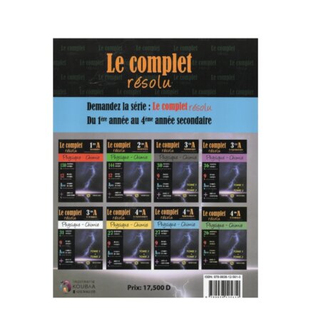 Couverture du livre Complet Résolu PC Bac Maths T1 (Physique-Chimie 4ème Sciences Mathématiques).