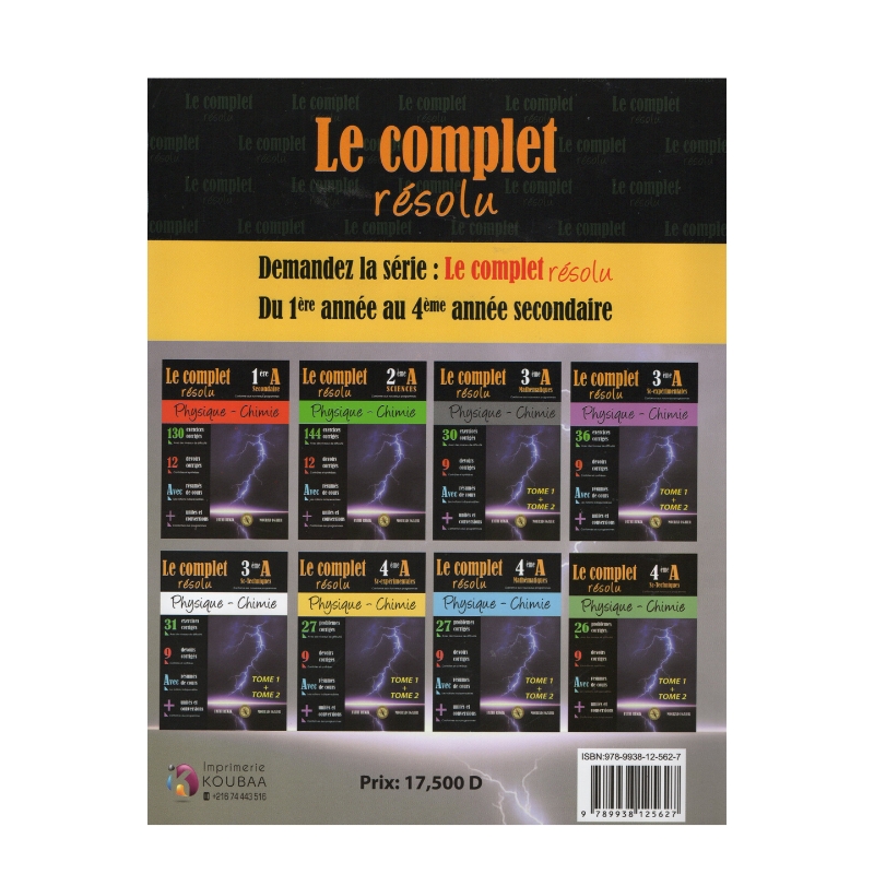 Couverture du livre Complet Résolu PC Bac Exp T1 (Physique-Chimie 4ème Sciences Expérimentales).