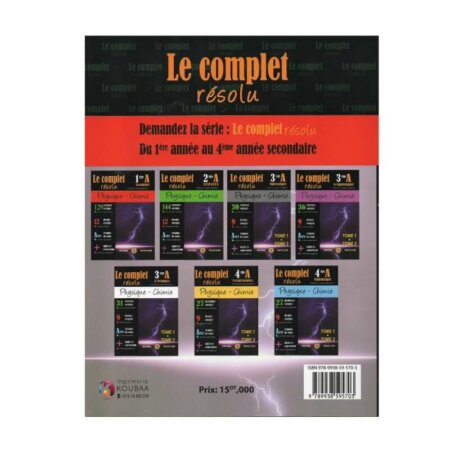 Couverture du livre Complet Résolu PC 1ère Sec (Physique-Chimie 1ère année secondaire).