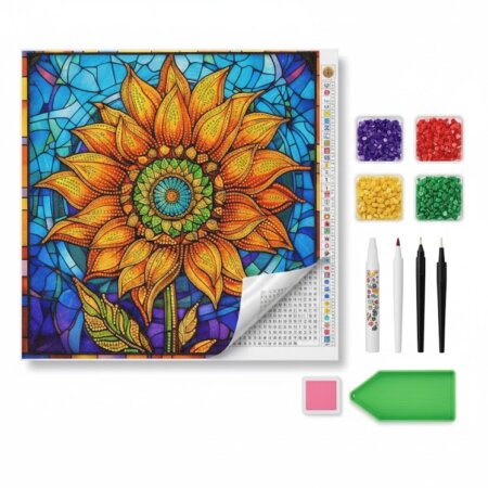 Kit Diamond Painting Tournesol Style Vitrail, broderie diamant Tunisie