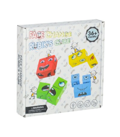 Jeu Cubes Bois Émotions Enfant Tunisie "Face Change Rubik's Cube", puzzle logique pour 36+ mois, cadeau éducatif.