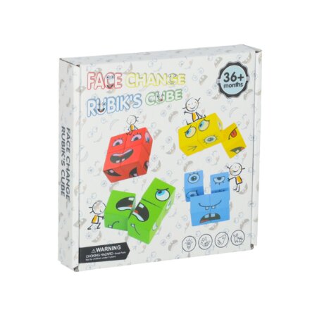 Jeu Cubes Bois Émotions Enfant Tunisie "Face Change Rubik's Cube", puzzle logique pour 36+ mois, cadeau éducatif.