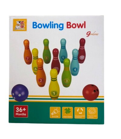 Jeu Quilles Bowling Bois Numérotées de 1 à 10, cadeau enfant Tunisie pour la motricité (36+ mois).