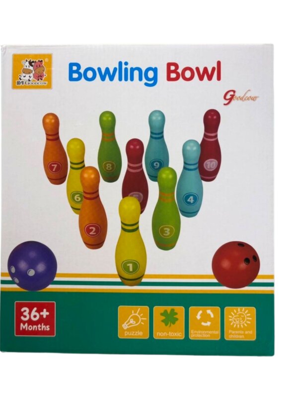 Jeu Quilles Bowling Bois Numérotées de 1 à 10, cadeau enfant Tunisie pour la motricité (36+ mois).