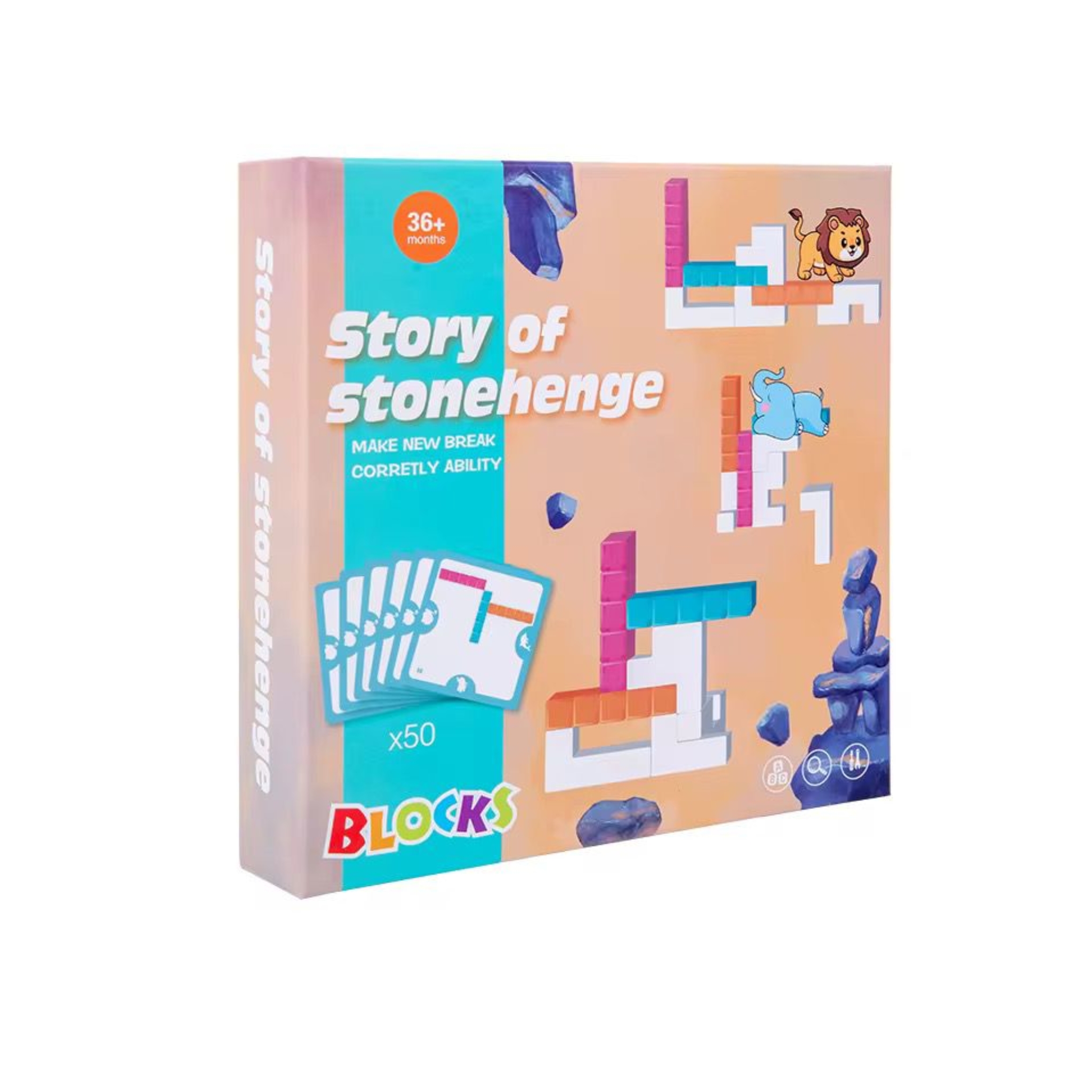 Jeu Construction Logique Stonehenge (50 Blocs x50), avec cartes de défi, cadeau enfant Tunisie pour les 36+ mois.