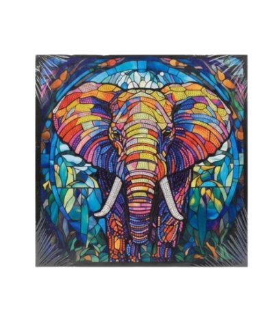 Kit Diamond Painting Éléphant Style Vitrail, broderie diamant Tunisie