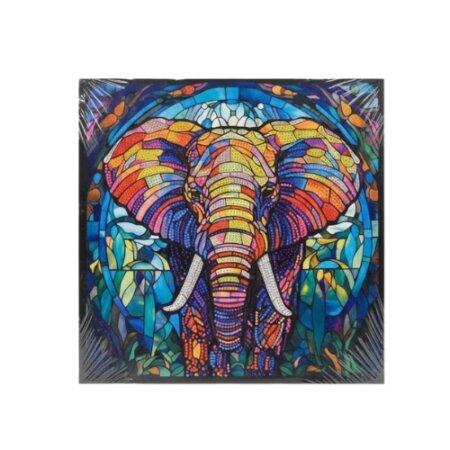 Kit Diamond Painting Éléphant Style Vitrail, broderie diamant Tunisie