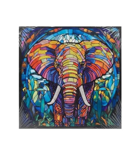 Kit Diamond Painting Éléphant Style Vitrail, broderie diamant Tunisie