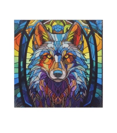 Kit Diamond Painting Loup Style Vitrail, broderie diamant Tunisie