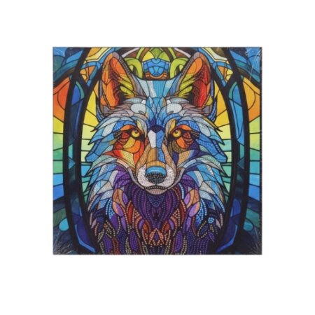 Kit Diamond Painting Loup Style Vitrail, broderie diamant Tunisie