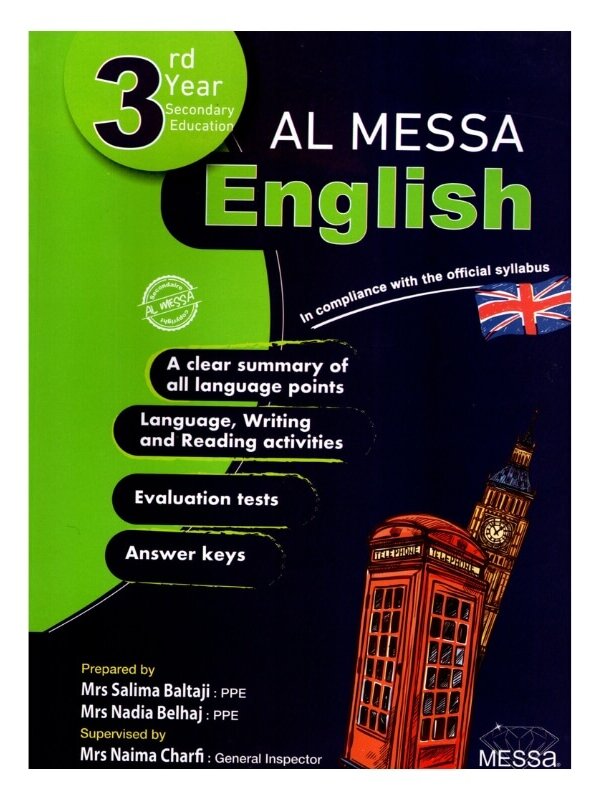Couverture du livre AL MESSA ENGLISH 3eme - Guide essentiel de révision et préparation au Baccalauréat 2026.