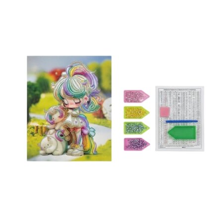 Kit Diamond Painting pour enfant, motif Fille et Licorne, broderie diamant Tunisie