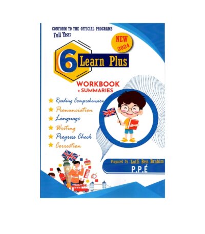 Couverture du livre parascolaire Learn Plus 6ème Anglais Workbook par Lotfi Ben Brahim (édition NEW 2025)