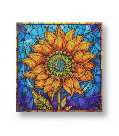 Kit Diamond Painting Tournesol Style Vitrail, broderie diamant Tunisie