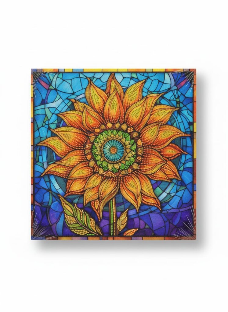 Kit Diamond Painting Tournesol Style Vitrail, broderie diamant Tunisie