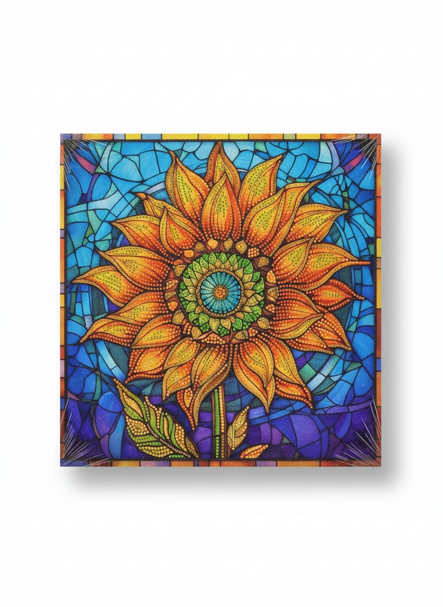 Kit Diamond Painting Tournesol Style Vitrail, broderie diamant Tunisie