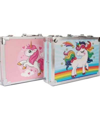 Valise de Peinture Licorne 145 pièces fermée en aluminium rose Tunisie
