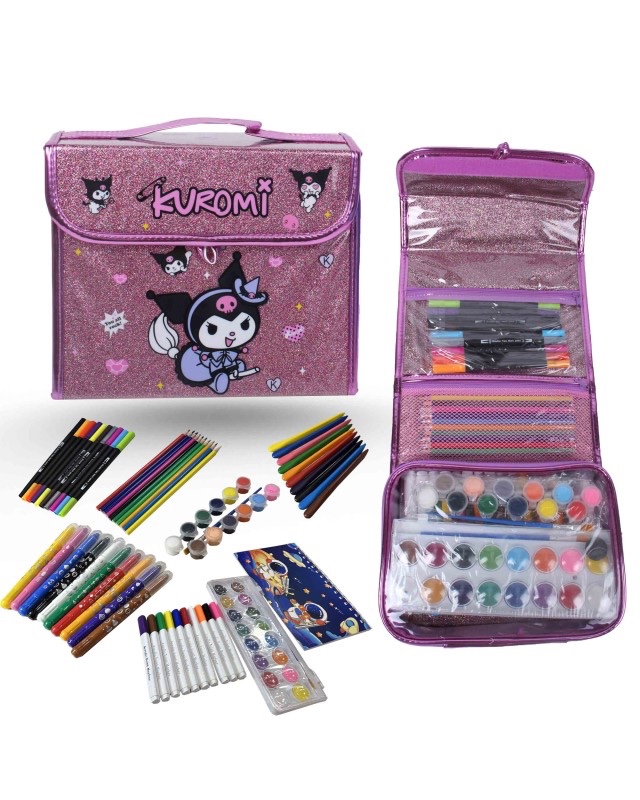 Détails des pigments haute densité et accessoires de la Valise de Peinture Kuromi 123 Pcs