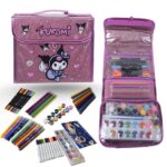 Contenu intérieur Valise de Peinture Kuromi 123 pièces avec crayons feutres et aquarelle