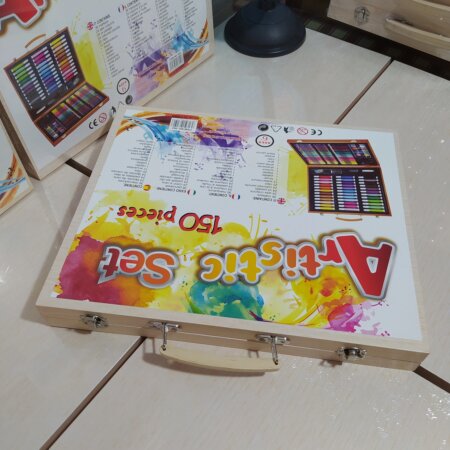 Kit de peinture 150 pcs coffret en bois
