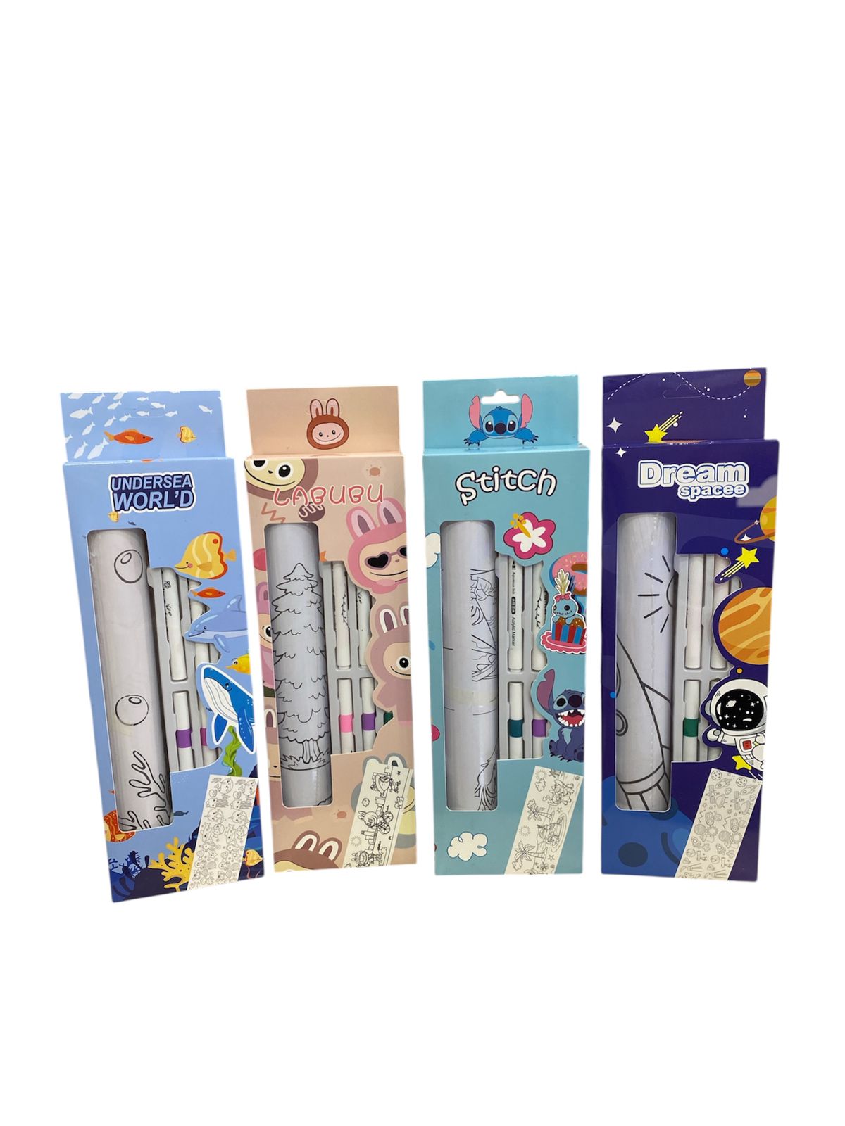 Un rouleau de papier à colorier d'environ 3 mètres (10 pieds) avec des motifs illustrés.