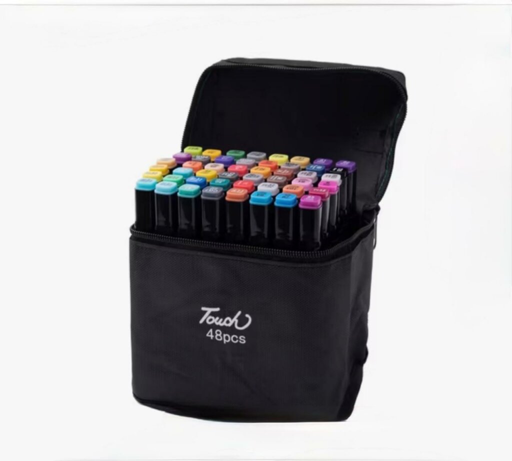 Ces marqueurs sont généralement des feutres à double pointe (une pointe fine et une pointe large biseautée) utilisés pour le dessin, l'illustration et le coloriage.