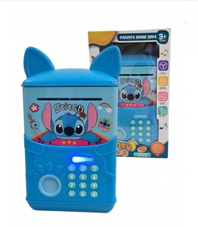 Offrez à votre enfant une façon amusante et sécurisée d’économiser son argent avec ce mini coffre-fort électronique au design adorable Stitch.