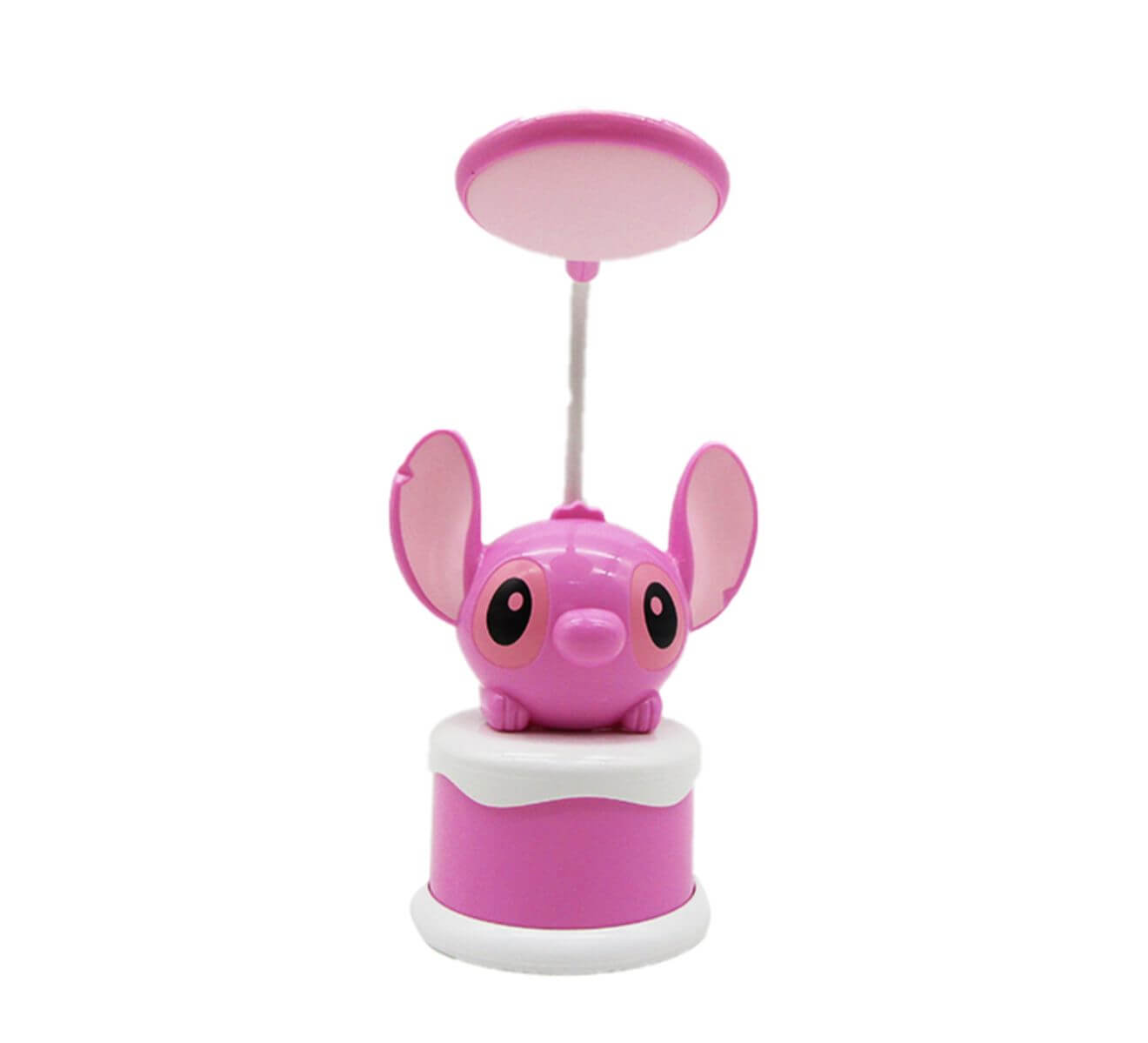 Lampe de chevet rose personnage Angel (Lilo & Stitch) avec tête pivotante et socle assorti.