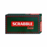 Boîte du jeu Scrabble Luxe avec fond vert foncé et logo rouge, version luxe du célèbre jeu de lettres