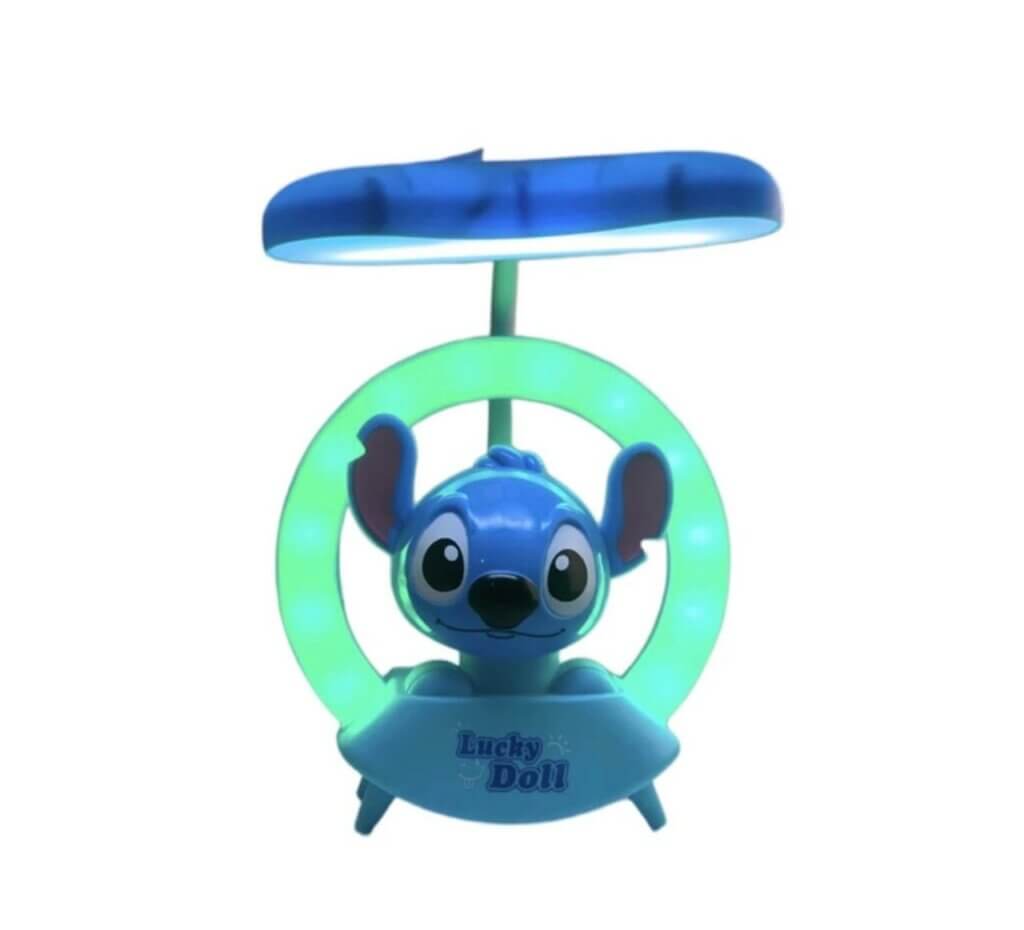Mini veilleuse LED Stitch Lucky Doll bleu avec anneau lumineux circulaire pour enfant