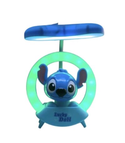 Mini veilleuse LED Stitch Lucky Doll bleu avec anneau lumineux circulaire pour enfant