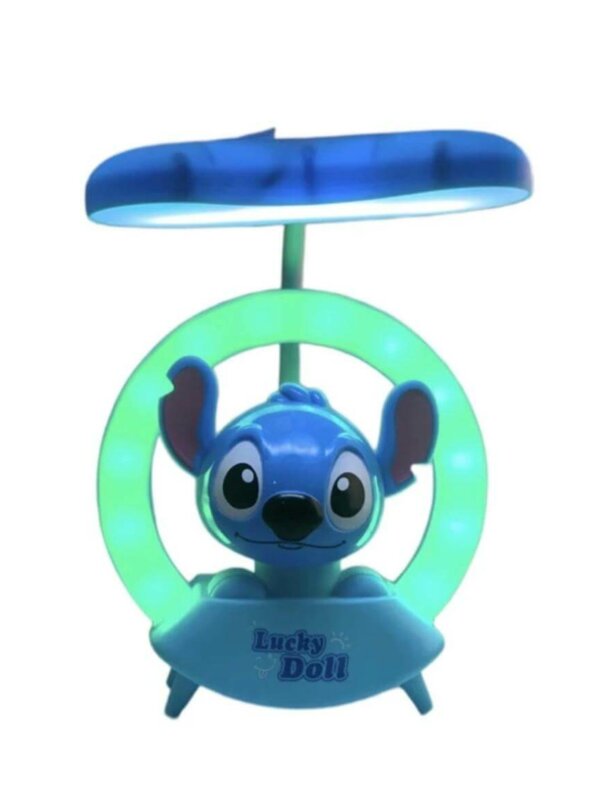 Mini veilleuse LED Stitch Lucky Doll bleu avec anneau lumineux circulaire pour enfant
