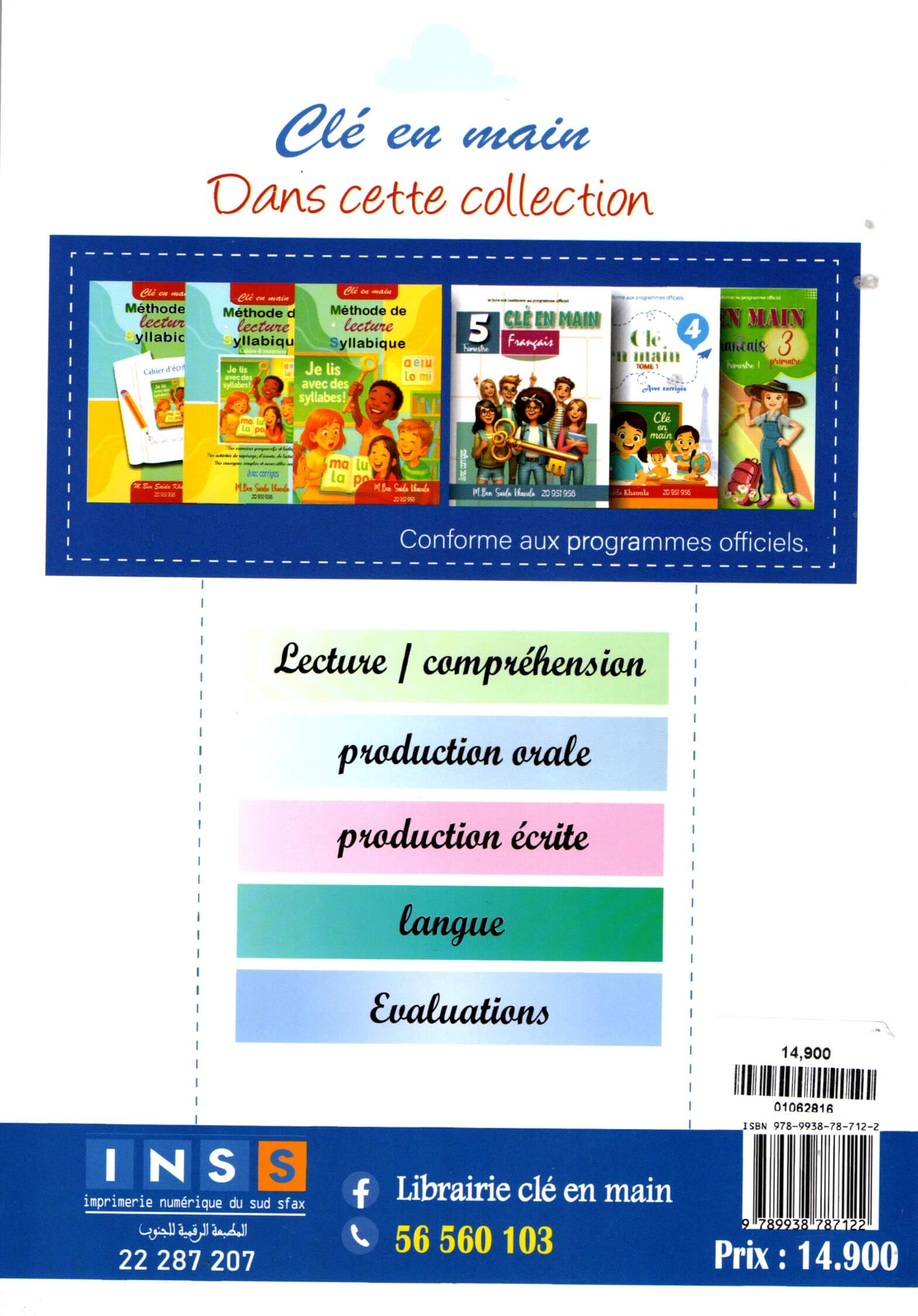 Détails du contenu du livre Clé en main Tome 2 : lecture, compréhension, productions et langue