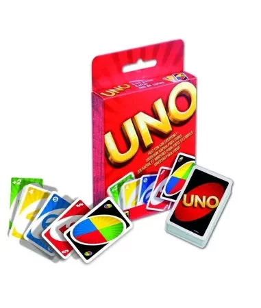 Jeu de cartes UNO classique. Le jeu familial incontournable ! Cartes colorées, cartes spéciales +2, Inversion, Joker +4. 2 à 10 joueurs. Fun rapide pour toute la famille. Dès 7 ans.