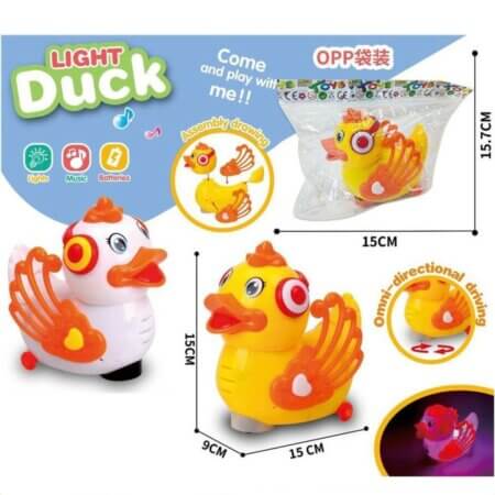 Il est doté de lumières LED colorées et diffuse de la musique ou des effets sonores joyeux