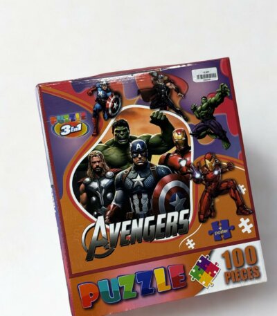 Puzzle Avengers 3-en-1 100 Pièces من Paperclip يضم بوستر بونوس للأطفال 6 سنوات فما فوق مع أبطال مارفل كابتن أمريكا وآيرون مان وهالك وثور بجودة Plaisir Garanti