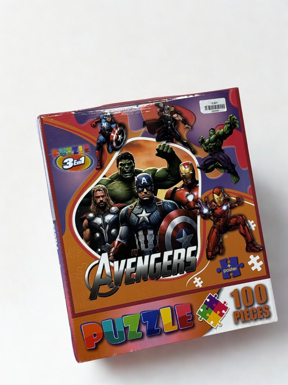 مجموعة Puzzle Avengers 3-en-1 100 pièces Puzzle Avengers 3-en-1 100 Pièces من Paperclip يضم بوستر بونوس للأطفال 6 سنوات فما فوق مع أبطال مارفل كابتن أمريكا وآيرون مان وهالك وثور بجودة Plaisir Garanti