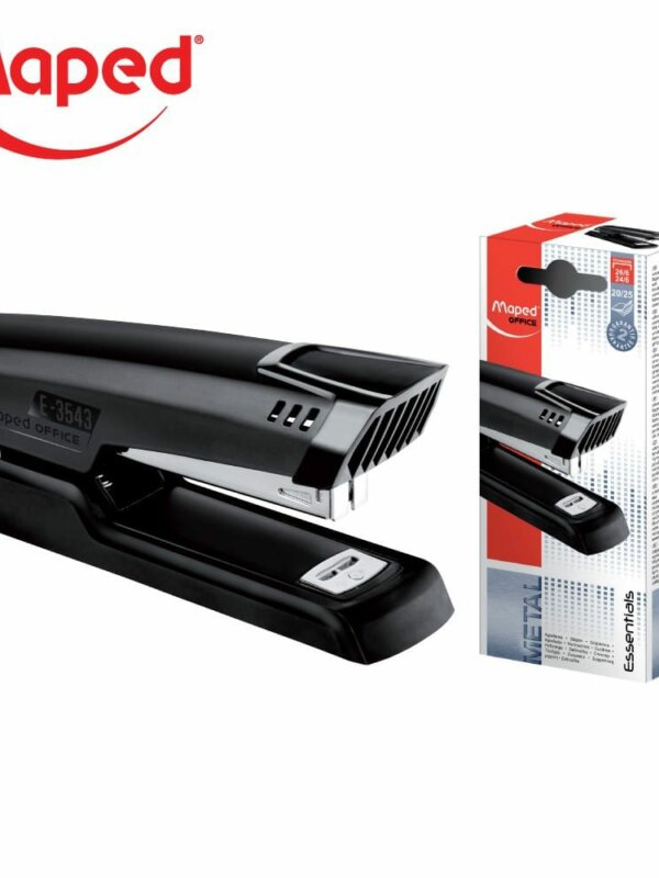 Agrafeuse Maped Essentials Metal E-3543 noire haute performance pour bureau.