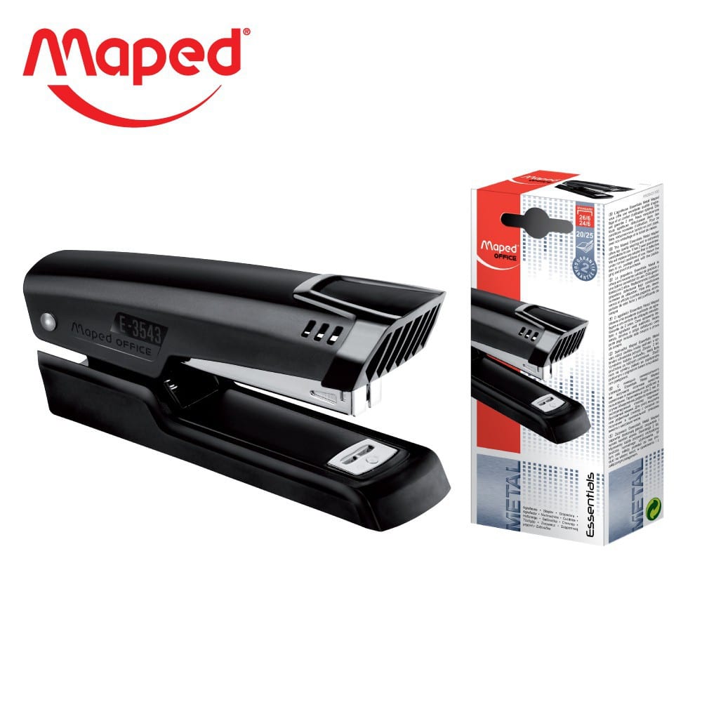 Agrafeuse Maped Essentials Metal E-3543 noire haute performance pour bureau.