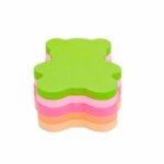 Notes autocollantes fluo en forme d'ours marque DL, pack de 4 couleurs néon.